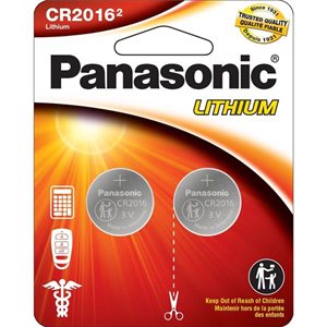 PANASONIC Pack of 2 CR2016 3V Lithium Coin Cell Battery