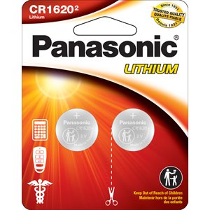 Panasonic CR1620 3.0 Volt Lithium Coin Cell Batteries - 2 Pack