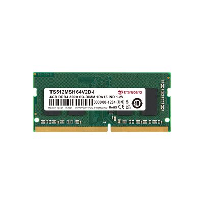 Transcend 4GB DDR4 3200 SO-DIMM 1Rx16 IND 512Mx16 CL22 1.2V