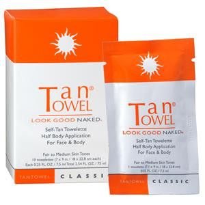 TAN TOWEL CLASSIC HALF BODY Self Tanning Towelettes 10 PACK HBCL10