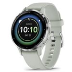 Garmin Venu 3S, Silver Stainless Steel Bezel with Sage Gray Case and Silicone Band