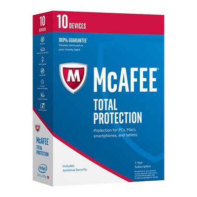 McAfee - Total Protection 1A/10U - PC/Mac/Android (ANG/FR)