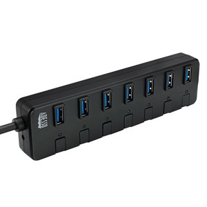 Adesso - 7-Port USB 3.0 Hub with Individual Power Switch & Power Adapter