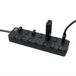 Adesso - Hub USB 3.0 à 7 ports avec interrupteur d'alimentation et adaptateur secteur individuels