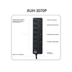 Adesso - Hub USB 3.0 à 7 ports avec interrupteur d'alimentation et adaptateur secteur individuels