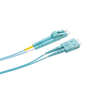 Optic.ca 2M Fiber Patch Cable OM4, LC/UPC to SC/UPC Senko, MMF, Duplex, 2mm aqua Corning