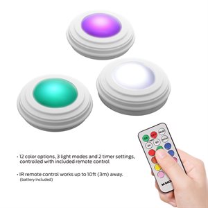 Monster - 3 pack multicolor LED Tap Lights with remote control