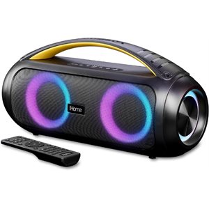 iHome Rechargeable Color Changing Splashproof Bluetooth Boombox with FM Radio and Remote ENG PKG