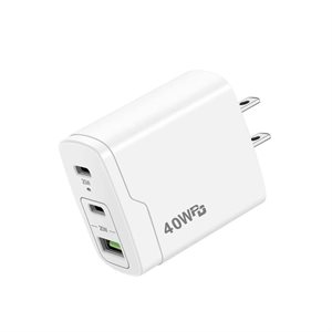 LAX Gadgets USB-PD 40W 3-Ports Wall Charger - White