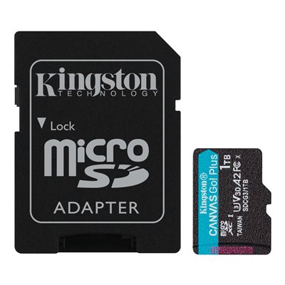 Kingston MicroSDXC de 1TO Canvas Go Plus 170R A2 U3 V30 Carte+ADP