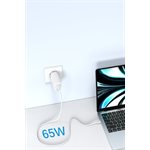 Chargeur mural LAX USB PD 65W avec prises internationales - White