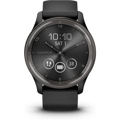 Garmin vivomove Trend, Slate Stainless Steel Bezel with Black Case and Silicone Band