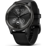 Garmin vivomove Trend, Slate Stainless Steel Bezel with Black Case and Silicone Band