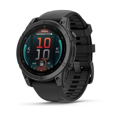 Garmin fenix E – 47 mm, AMOLED Slate Gray Steel with Black Silicone Band