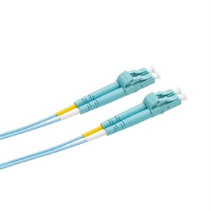 Optic.ca Fiber Patch Cable LC/UPC-LC/UPC, Multimode, 50/125um, OM4, Duplex, 2mm aqua jacket, 15M. Co