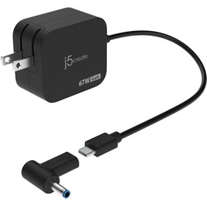 j5create JUP1565 67 WATT GaN PD USB-C Mini Charger with 4.5mm DC Converter