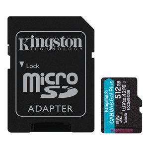 Kingston 512GB microSDXC Canvas Go Plus Gen4  200MB/s A2 U3 V30 Card + Adapter