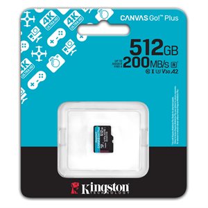 Kingston 512GB microSDXC Canvas Go Plus Gen4 200R A2 U3 Single Pack w/o ADP