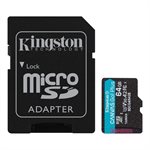 Kingston 64GB microSDXC Canvas Go Plus Gen4  200MB/s A2 U3 V30 Card + Adapter