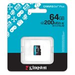 Kingston 64GB microSDXC Canvas Go Plus Gen4 200R A2 U3 Single Pack w/o ADP