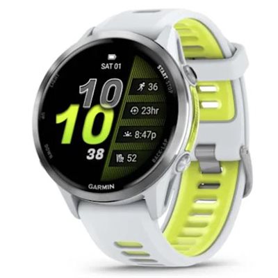 Garmin Forerunner 970 Titanium with Whitestone Case and Whitestone/Translucent Amp Yellow Band
