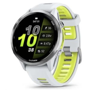 Garmin Forerunner 970 Titanium with Whitestone Case and Whitestone/Translucent Amp Yellow Band