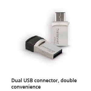 Transcend 32GB, USB3.1, Flash Drive, OTG, Type A&C, Silver