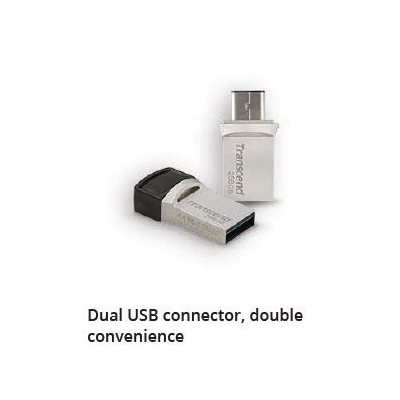 Transcend 128GB, USB3.1, Flash Drive, OTG, Type A&C, Silver