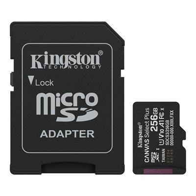 Kingston 256GB microSDXC Canvas Select Plus Gen3 100MB/s A1 Card + Adapter