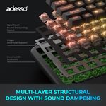 Adesso Wireless/Bluetooth/USB Multi OS 2X Large Print Illuminated Ergonomic Mechanical Keyboard