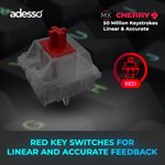 Adesso Wireless/Bluetooth/USB Multi OS 2X Large Print Illuminated Ergonomic Mechanical Keyboard