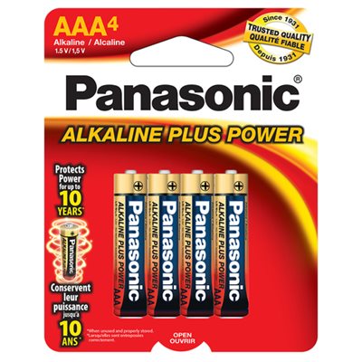 PANASONIC BATTERY AAA X 4 ALKALINE PLUS