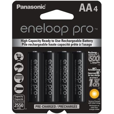 PANASONIC ENELOOP PRO AA PACK OF 4 HIGH CAPACITY PRECHARGED BATTERIES NI-MH 12 V 2 550 MAH